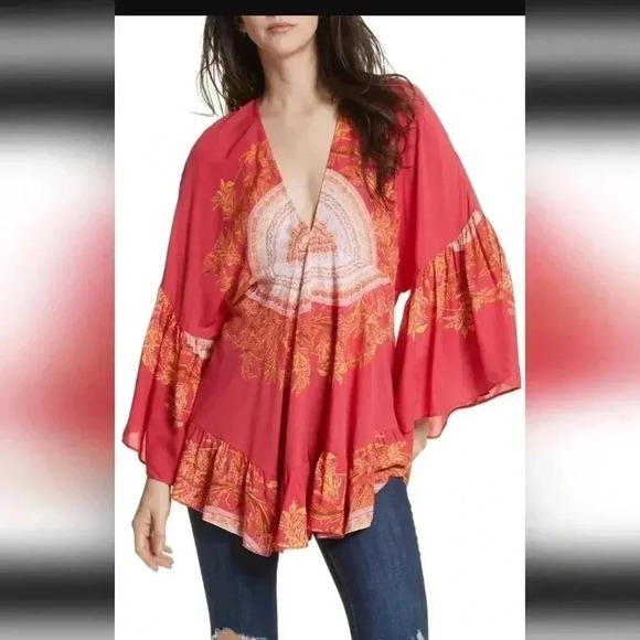 FREE PEOPLE Sunset Dreams Printed Tunic Top - Picture 1 of 4